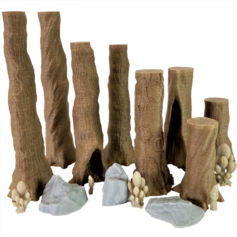 Extruded Gaming Forest Trees and Rocks Set 1 - Image 1